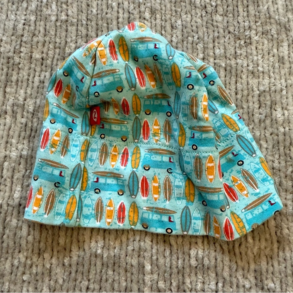 Zutano Baby Beanie Hat Surfer Print‎ Size 6–12M Cotton